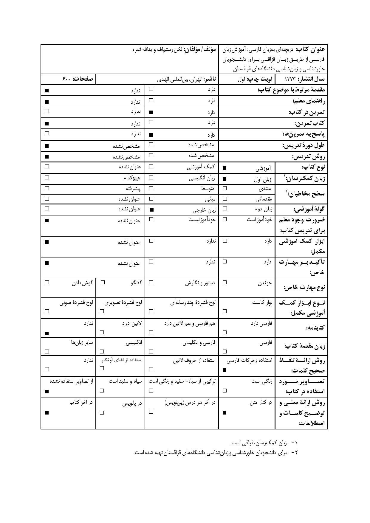 دریچه‌اى به‌زبان فارسی: آموزش زبان فارسى از طریق زبان قزاقى براى دانشجویان خاورشناسى و زبان‌شناسى دانشگاه‌هاى قزاقستان