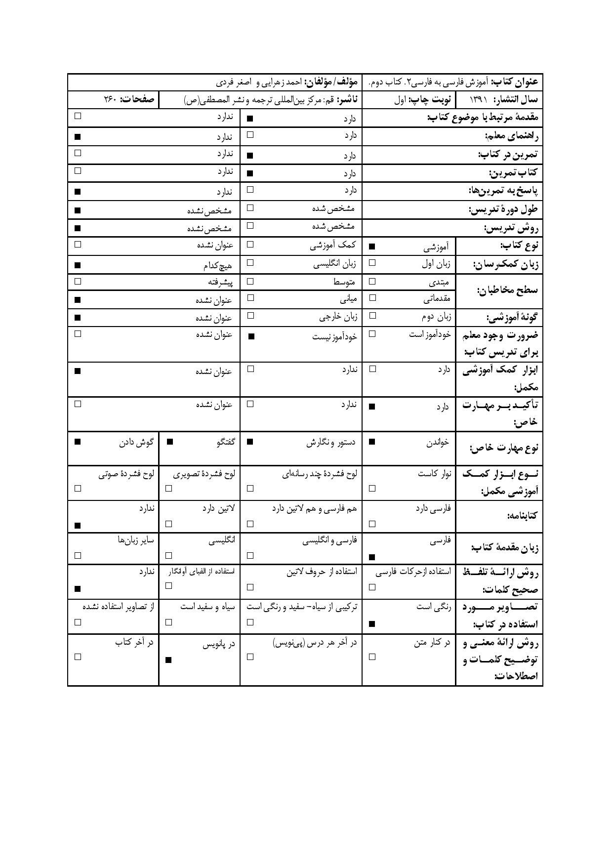 آموزش فارسی به فارسی. کتاب دوم