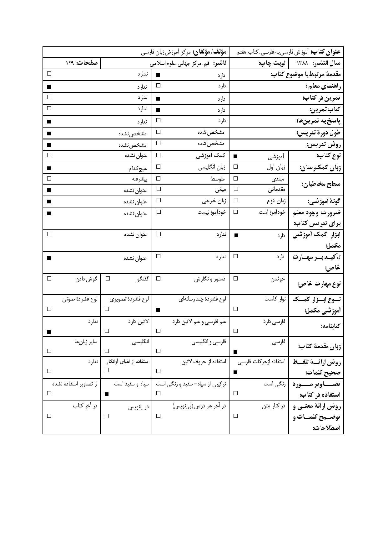 آموزش فارسی به فارسی. کتاب هفتم