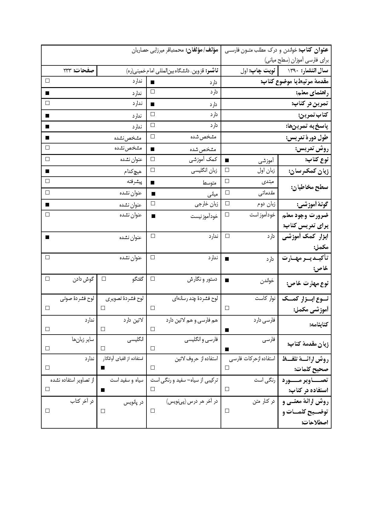خواندن و درک مطلب متون فارسی برای فارسی آموزان (سطح میانی)