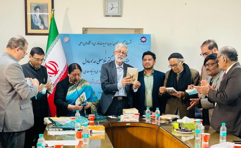 دیدار غلامعلی حداد عادل با استادان زبان فارسی دانشگاه های هند/ از ۴ کتاب رونمایی شد